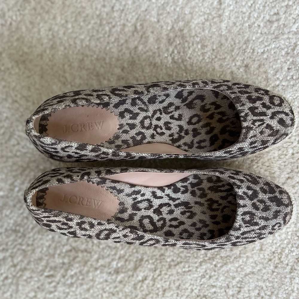 J. CREW Leopard Print Espadrille Wedge Size9